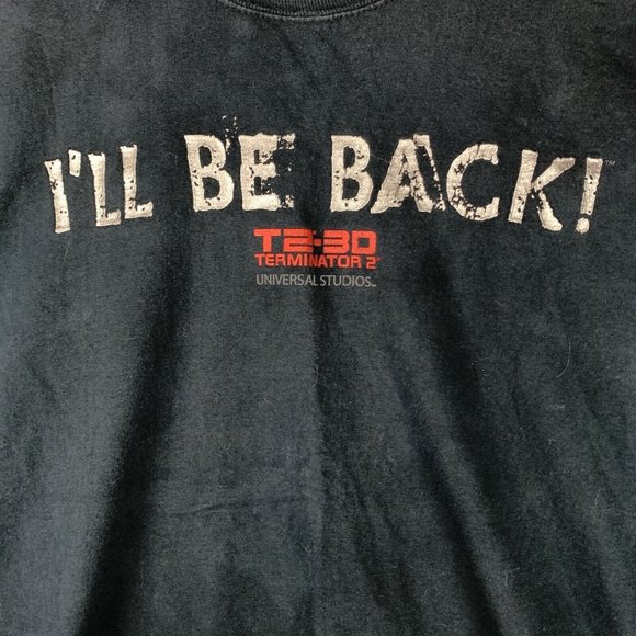 Vintage Terminator 2 I’ll Be Back T-shirt Men’s L Black T2 3D Universal Studios - Picture 3 of 8